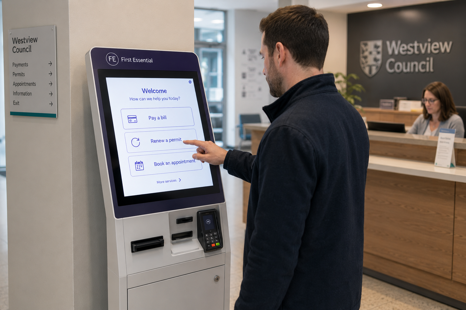 Illustrative self-service kiosk example for a council service point