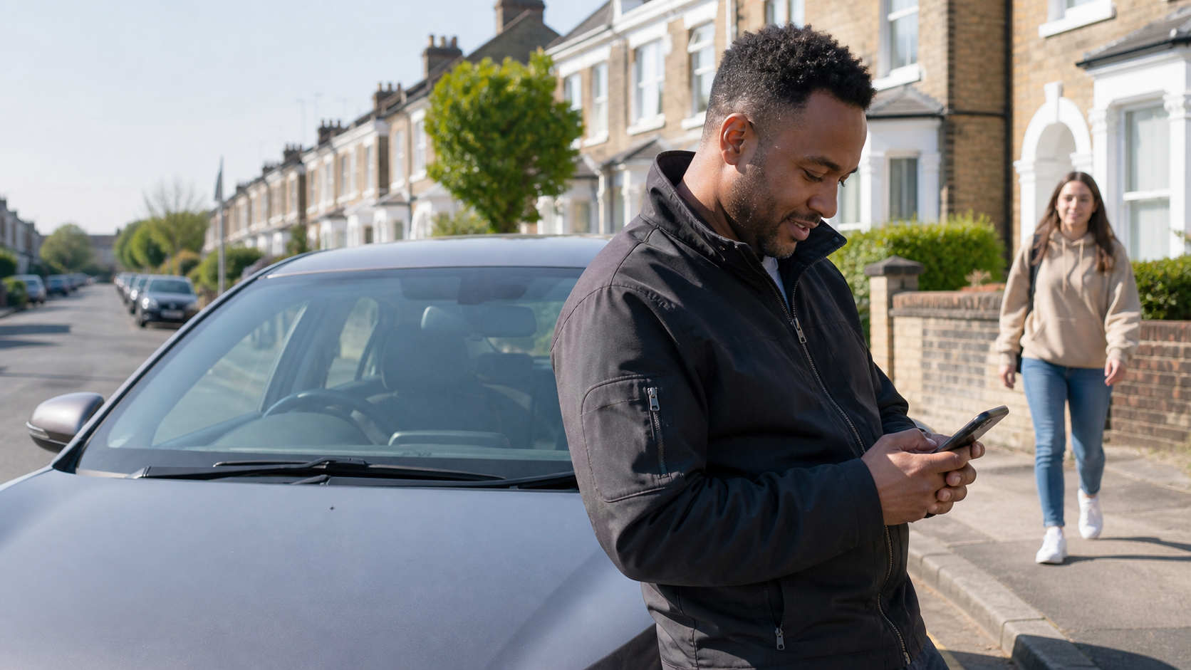driving school booking software uk shown on an instructor's phone between lessons