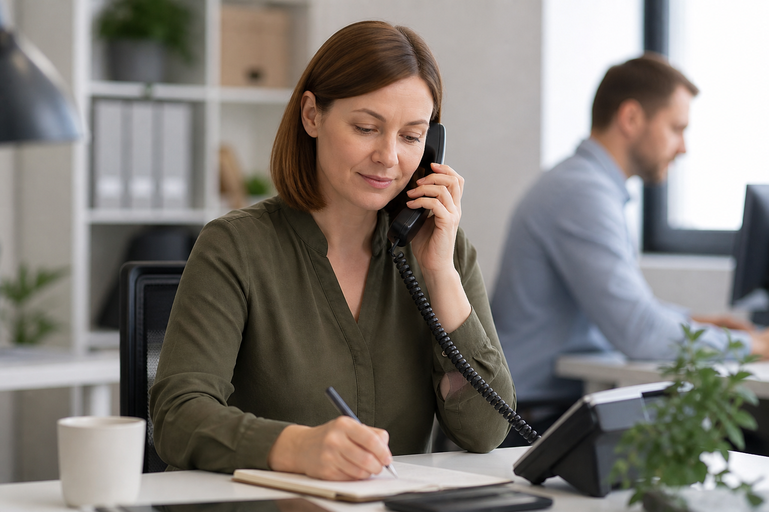 Small-business owner completing a customer callback after an AI Assistant handover