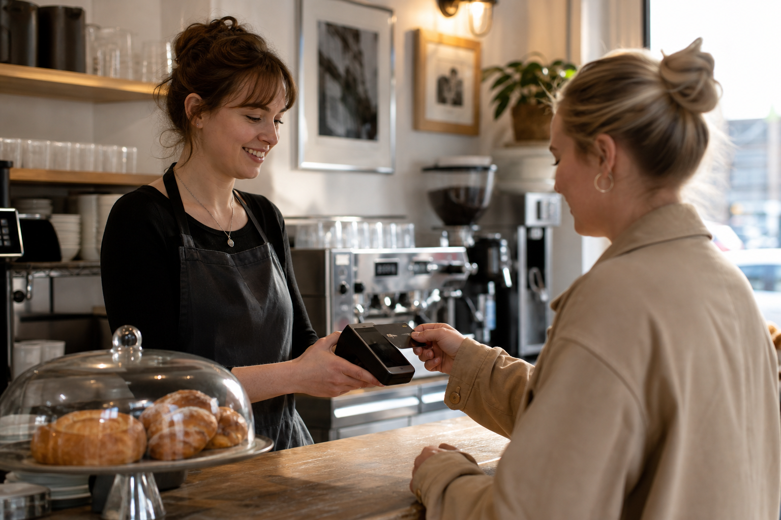Card machine checkout in a Worthing independent business