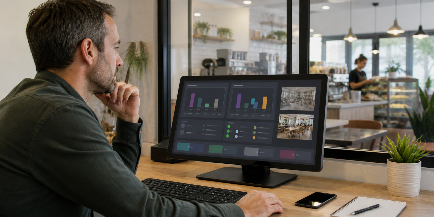 Multi-site EPOS dashboard coordinating two business locations