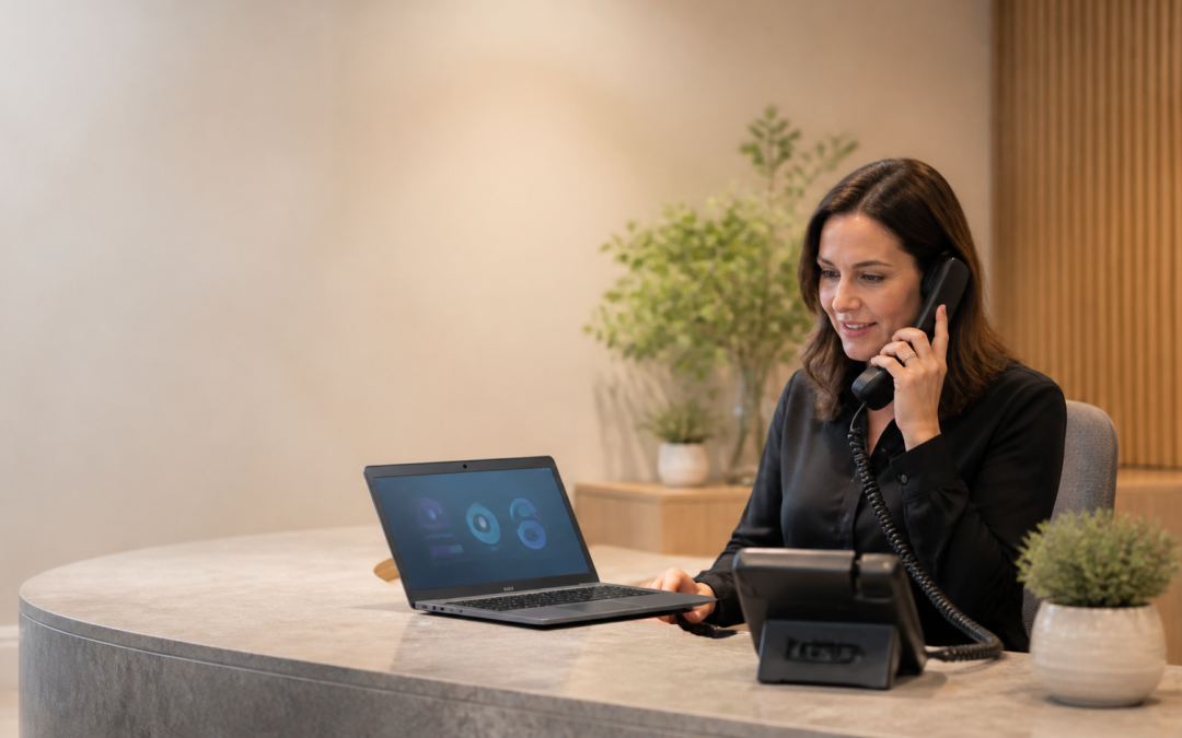 ai receptionist vs hiring staff comparison at a small business reception desk