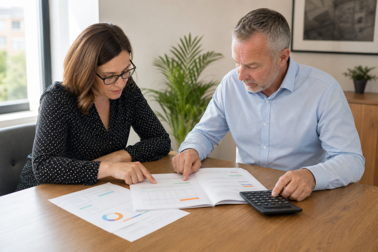 card processing bill check owner and accountant comparing monthly payment records