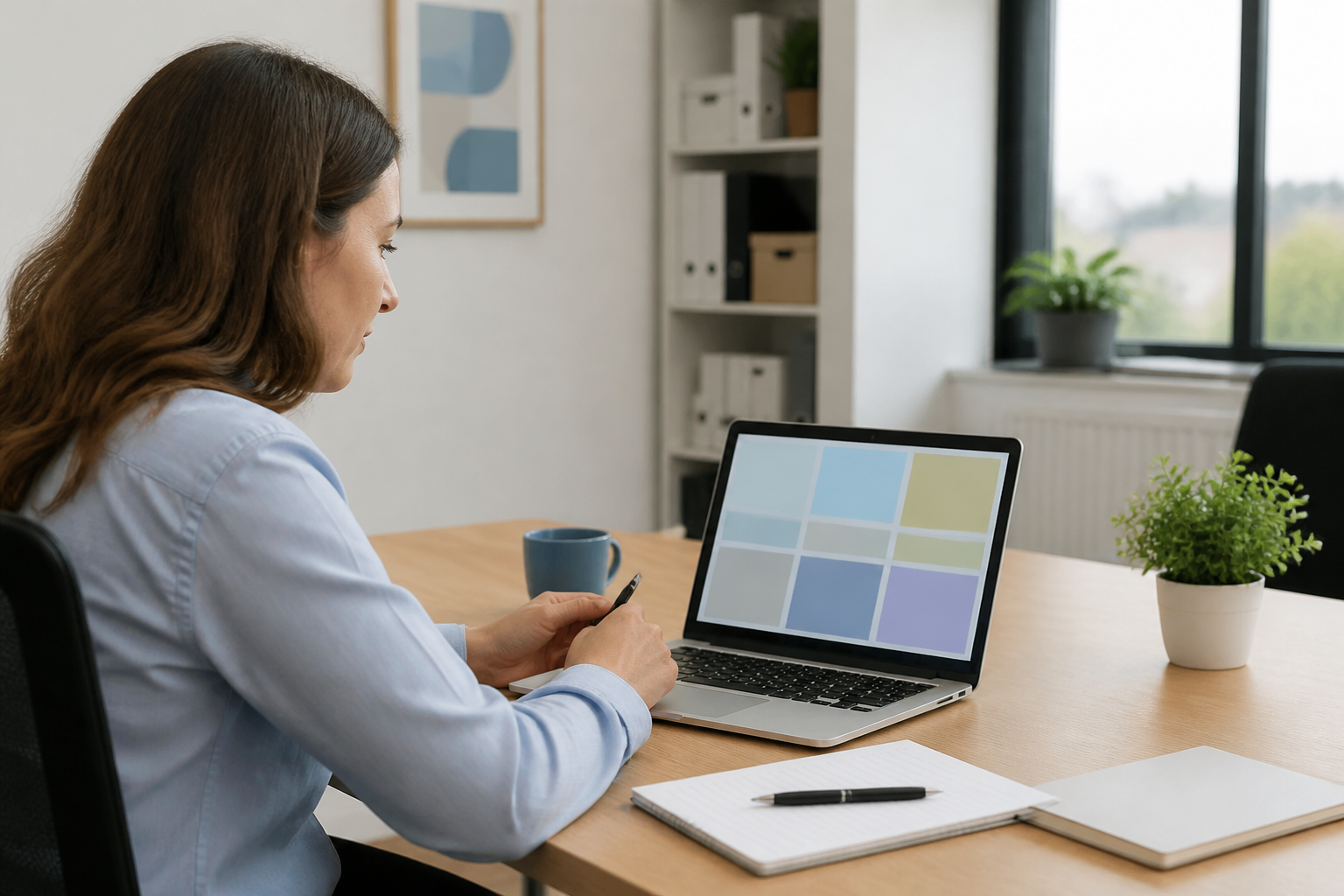 small-business colleague receiving a customer follow-up handover from an AI assistant