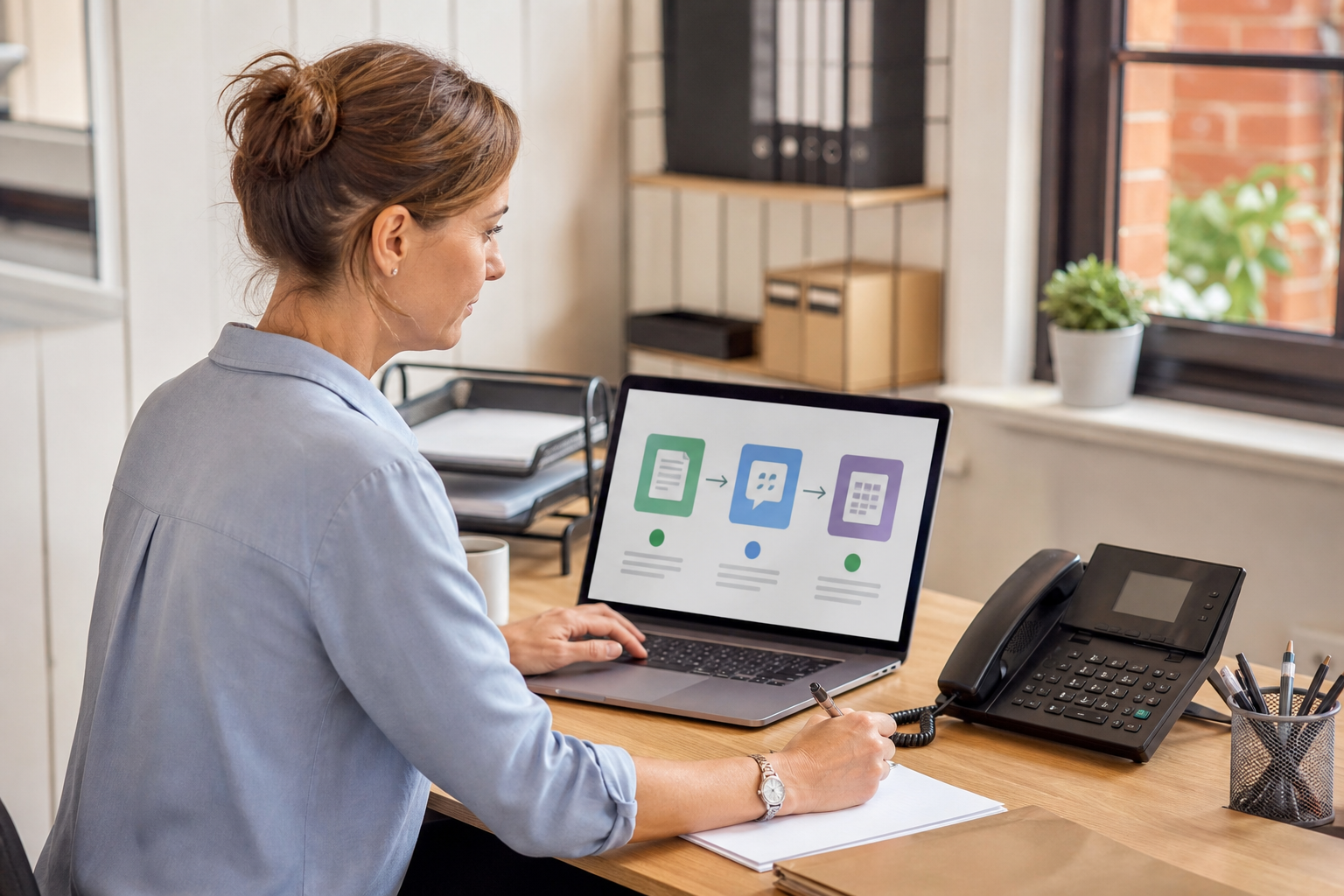 quote to invoice software UK owner reviewing a clear office workflow