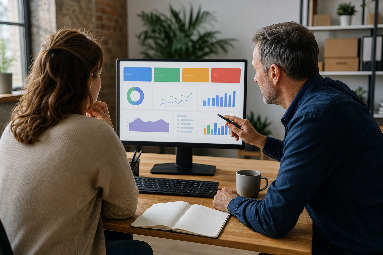 small business owner reviewing a shared operational dashboard after moving off spreadsheets