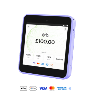 Lite compact countertop card terminal in First Essential violet