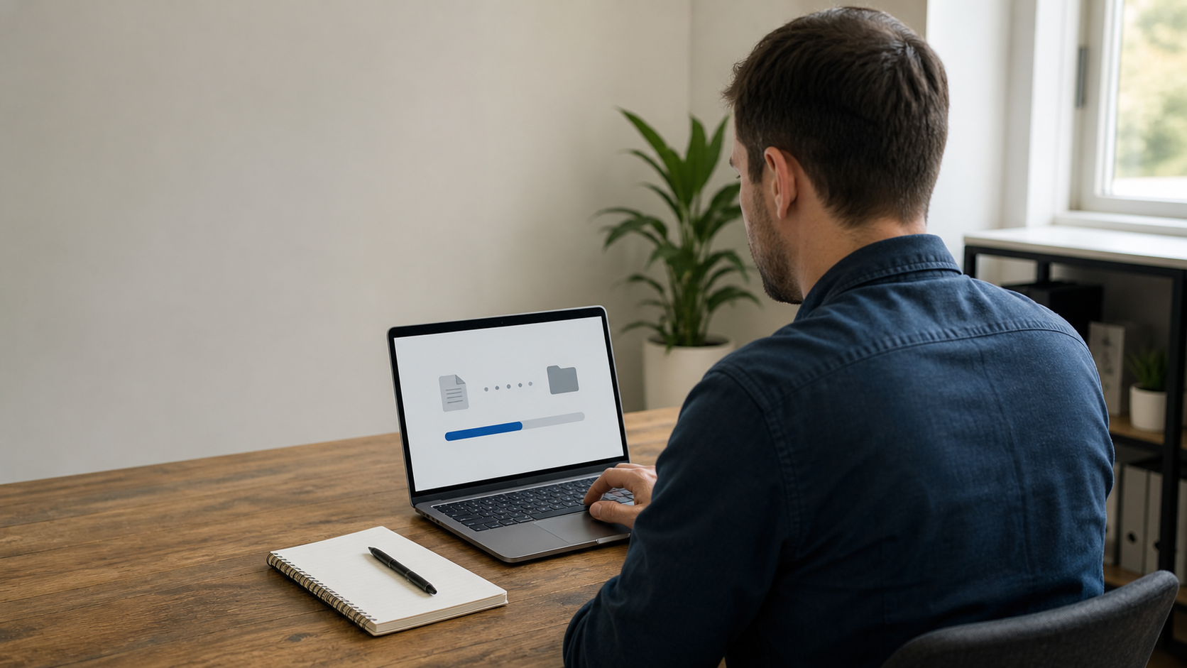 exporting business data software shown as a file export in progress