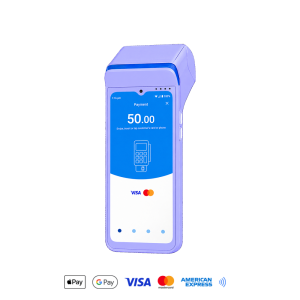 Ultra portable smart card terminal with built-in printer in First Essential violet