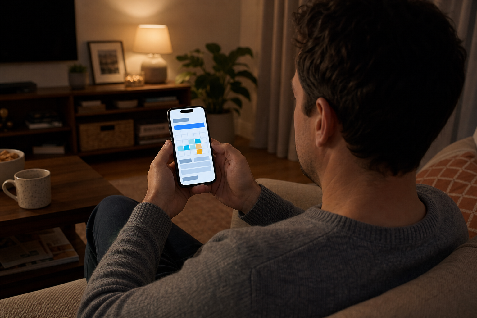 hotel booking automation uk shown as a late-night booking on a phone