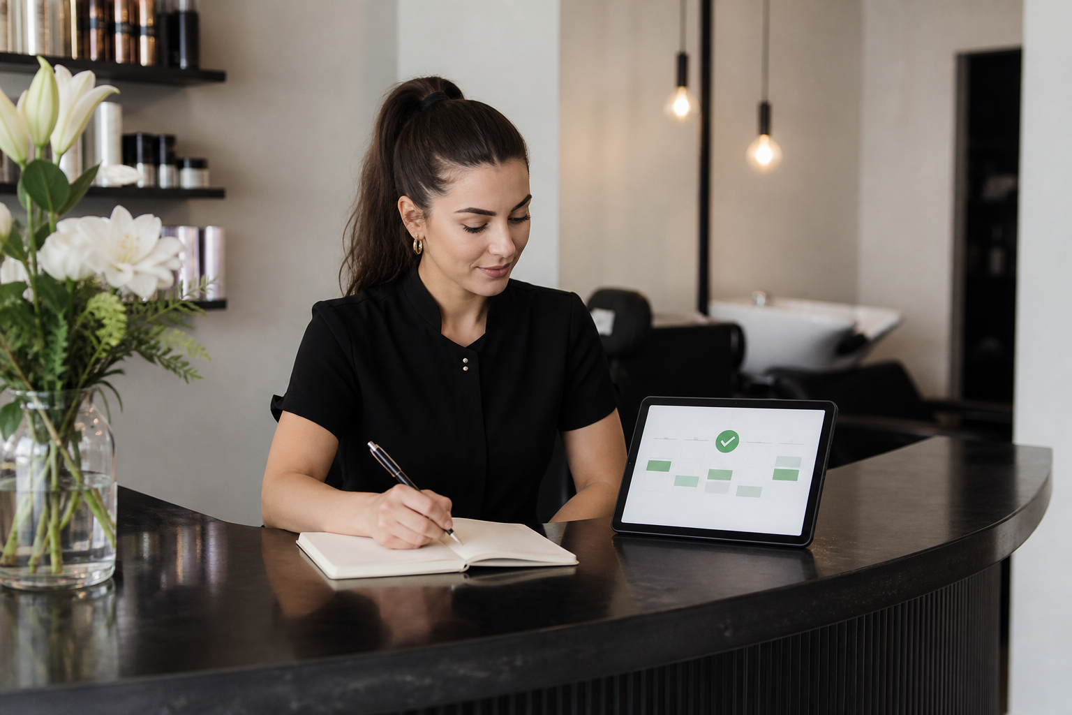 online booking website confirmation screen for a salon appointment